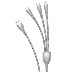 Kabel Dudao 3w1 Usb - Lightning/microusb/usb-c 65w 1,2m Szary (l20x)