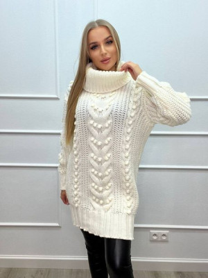 Sweter LUNA z Golfem Kremowy Uniwersalny