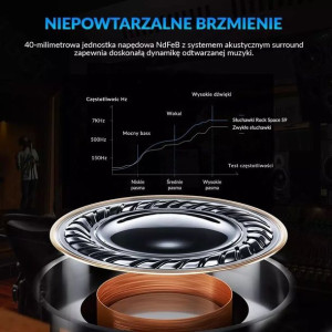 Rock Space S9 Bezprzewodowe Słuchawki Nauszne Hifi Czerwony