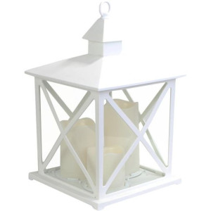 Lampion Latarnia Świecznik Dekoracyjna + 3 Świeczki Led