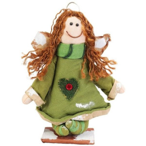 Anioł Stojący W Kolorze Zielonym 28 Cm