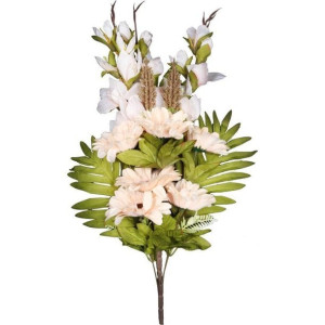 Bukiet Płaska Wiązanka Nagrobna Mix Gladioli I Gerber 68cm Kremowa