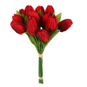 Tulipan Tulipany Duży Bukiet 12 Sztuczne Kwiaty Czerwony