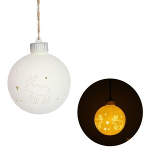 Bombka Ceramiczna Led Na Baterię Z Motywem Renifera