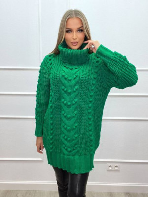 Sweter LUNA z Golfem Butelkowa Zieleń Uniwersalny