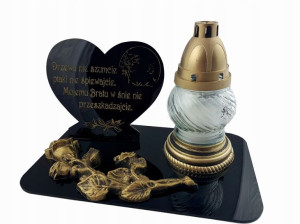 podstawka na znicze z dużą różą 3D grawer, GRAWER