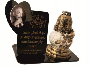 statuetka na znicz z dedykacją ZDJĘCIE na nagrobek