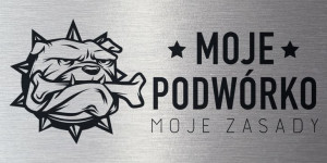 Tablica UWAGA PIES 10x20 cm aluminium szczotkowane