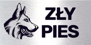 Tabliczka zły pies na furtkę Aluminium szczotkowane 20x10