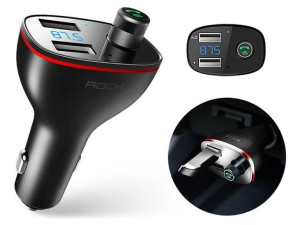 Rock B300 Transmiter Fm Bluetooth Ładowarka 2x Usb Czarny