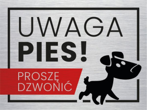 UWAGA PIES Tabliczka na furtkę 15X20 cm aluminium