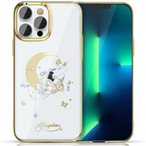 Etui Kingxbar Moon Swarovski Apple Iphone 13 Pro Złoty (flower)