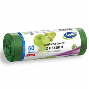 Worki na śmieci z uszami Stella zielone 60l 10szt.