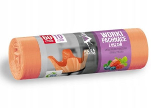 Worki na śmieci z uszami zapach OWOCOWY 60L 10szt