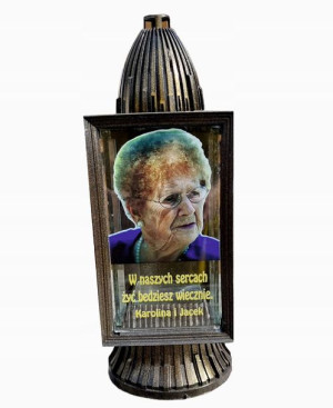 znicz LAMPION z dedykacją + ZDJĘCIE, znicz na grób