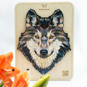PUZZLE DREWNIANE WILK z ramką / 100 puzzli