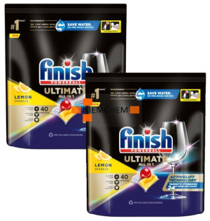 Finish Powerball Ultimate Lemon Kapsułki do Zmywarki 2 x 40= 80szt
