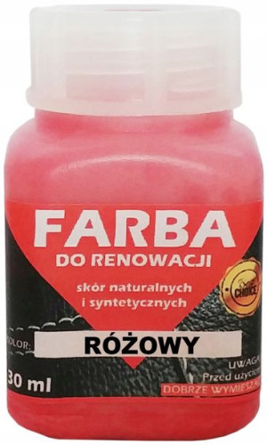 Renowacja Skóry Tapicerki Lakier Farba Różowy 30ml