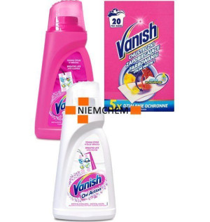 Vanish Zestaw Odplamiacz Płyn Pink White 2 x 1L + Chusteczki 20pr