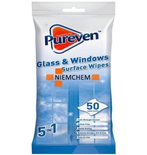 Pureven Glass Windows Chusteczki Mycia Szyb 50szt