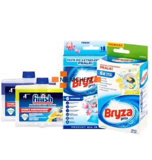 Finish czyścik do zmywarki 2x 250ml +2x Bryza czyścik do pralki