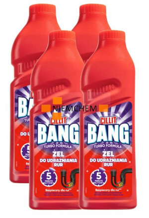 4x Cillit Bang Turbo Formuła Żel Do Udrażniania Rur 1L