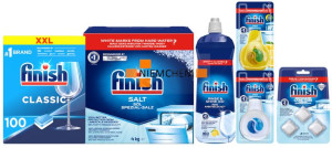 Finish Zestaw do Zmywarki Tabletki Classic 100, Sól 4kg, Nabłyszczacz, 2x Z