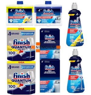 Finish Zestaw do Zmywarki: Quantum tabletki 2 x 100szt Lemon, Sól, Nabłyszc