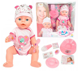 Lalka Interaktywna Baby Love Bobas Smoczek Butelka 9w1