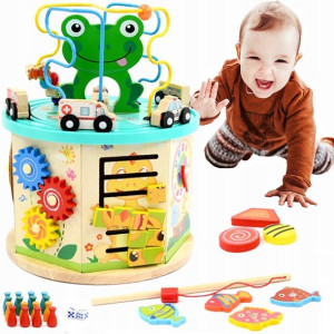 Drewniana Kostka Edukacyjna 11w1 Sorter Kolejka