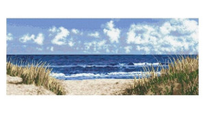 Kanwa z nadrukiem do haftu morska plaża (10283)