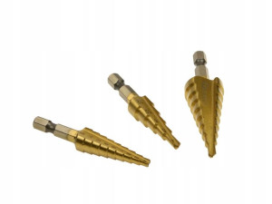 Zestaw wiertła stożkowe 1/4" HSS 3 szt. GEKO