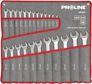 Zestaw KLUCZE PŁASKO-OCZKOWE płaskie 24el. PROLINE