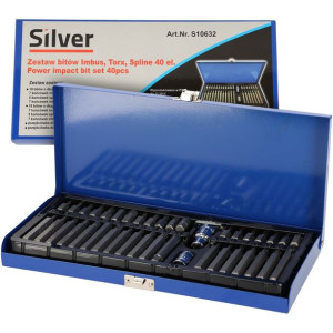 Końcówki wkrętakowe TORX HEX 1/2 3/8 40 el. SILVER