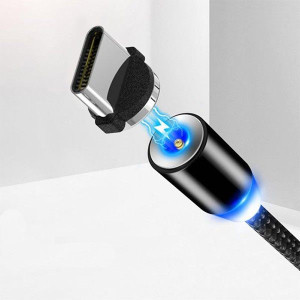 Kabel Usb 3W1 Magnetyczny 360 Czarny Iphone Micro Typ-C