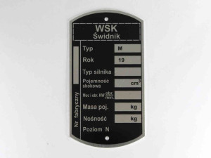 Tabliczka Znamionowa Wsk Ag