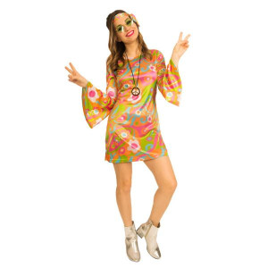 Strój Hipiska Sukienka Lata 70 Groovy Kolorowa - Xl