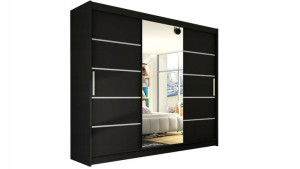 Szafa Z Lustrem 250 Cm Szafa Przesuwna 250 Cm Z Lustrem Czarna