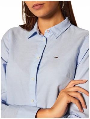 Koszula TOMMY JEANS damska błękitna gładka SlimFit