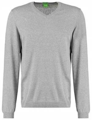 Sweter męski HUGO BOSS szary w serek - M