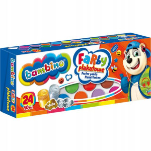 Farby plakatowe 24 kolory bambino złota srebrna