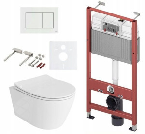 Zestaw 6w1 Stelaż Do Wc Tece+przycisk Biały+miska
