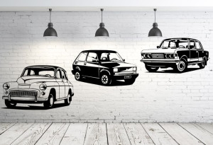 Dekoracja ścienna FIAT 126P , WARSZAWA 223 , FIAT 125P - komplet