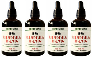 4x Płyn LUGOLA 5% JOD Jodek Potasu Czysty 100ml