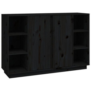 Szafka, czarna 120x35x80 cm, lite drewno sosnowe