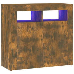Szafka z oświetleniem LED, przydymiony dąb, 80x35x75 cm