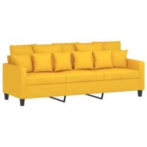Sofa 3-osobowa, jasnożółta, 180 cm, tapicerowana tkaniną
