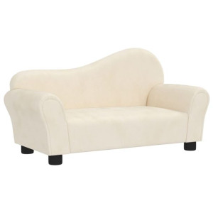 Sofa dla dziecka, kremowa, obita aksamitem