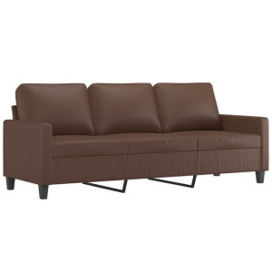3-osobowa sofa, brązowa, 180 cm, sztuczna skóra