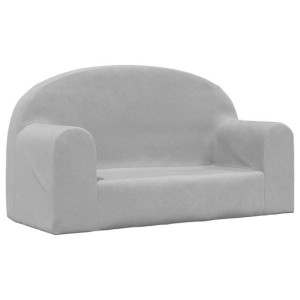 2-os. sofa dla dzieci, jasnoszara, miękki plusz